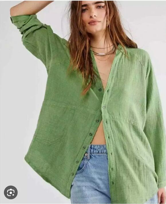 Free People Tops - Free People Daydream Buttondown Shirt Size S in Guacamole